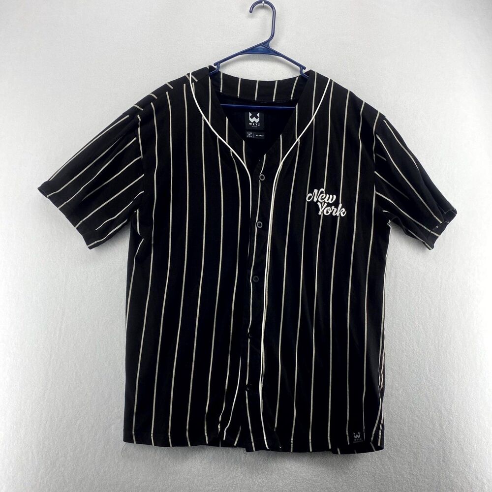 WXYZ New York Cotton Baseball‎ Shirt Jersey Mens Size XL Pin Stripe